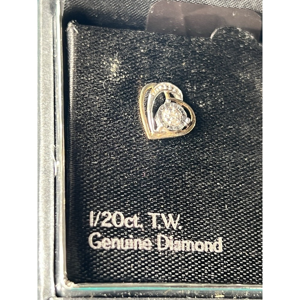 Kohls Sterling Silver And Diamond Chip Stud Earrings Hearts  Mix Match Backs - Picture 3 of 7